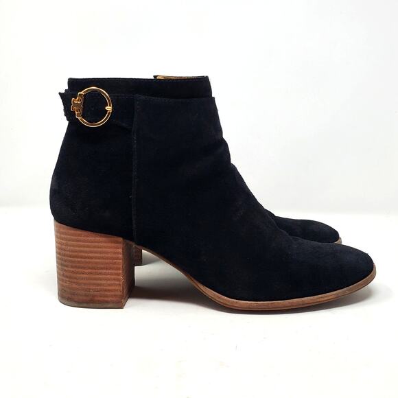 Tory Burch Sofia 65MM Suede Ankle Booties Leather Perfect Black 50895 Size 9 - Picture 5 of 9
